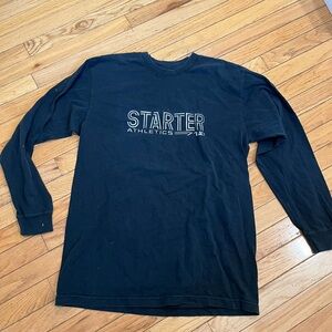 Vintage men’s Starter long sleeve shirt rare medium black w metallic letters D6